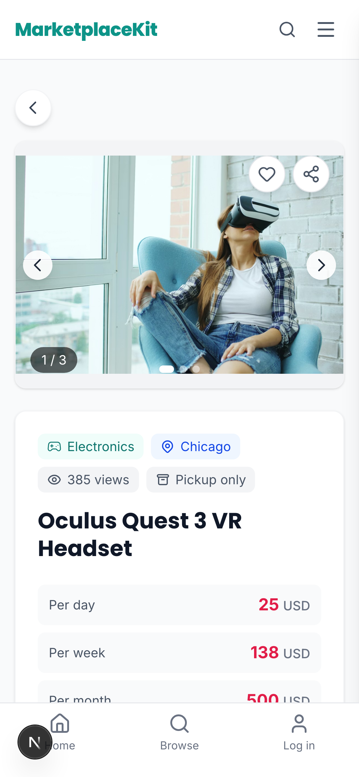 Listing detail on mobile